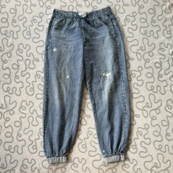 rag & bone Distressed Denim Jogger Pants in Faded Blue - Picture 1 of 4